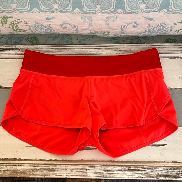 lululemon athletica Pants - Lululemon Speed Shorts Flare/True Red Coral Pink  Size 10. Lightly worn.